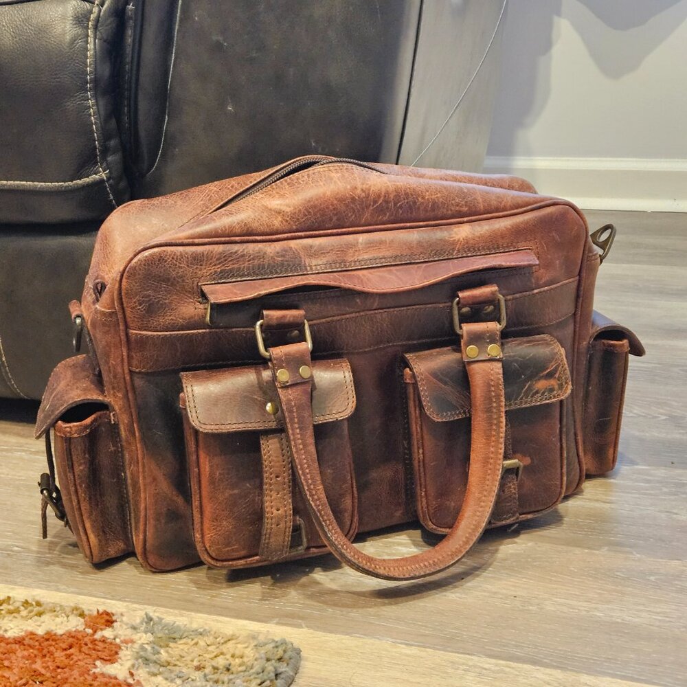 Buffalo Jackson Roosevelt Leather Pilot Bag – Brown – Full-Grain – Gently Used - Picture 3 of 10